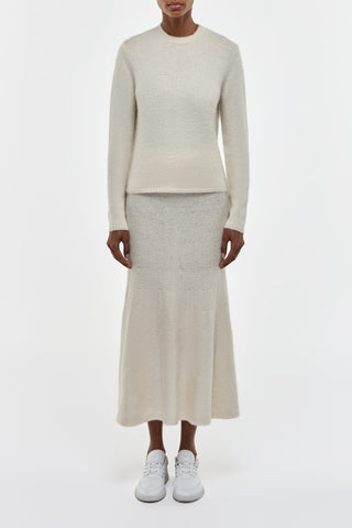 Ivory Cashmere Sweater and Knit Skirt Set - On Model Front View | Gabriela Hearst