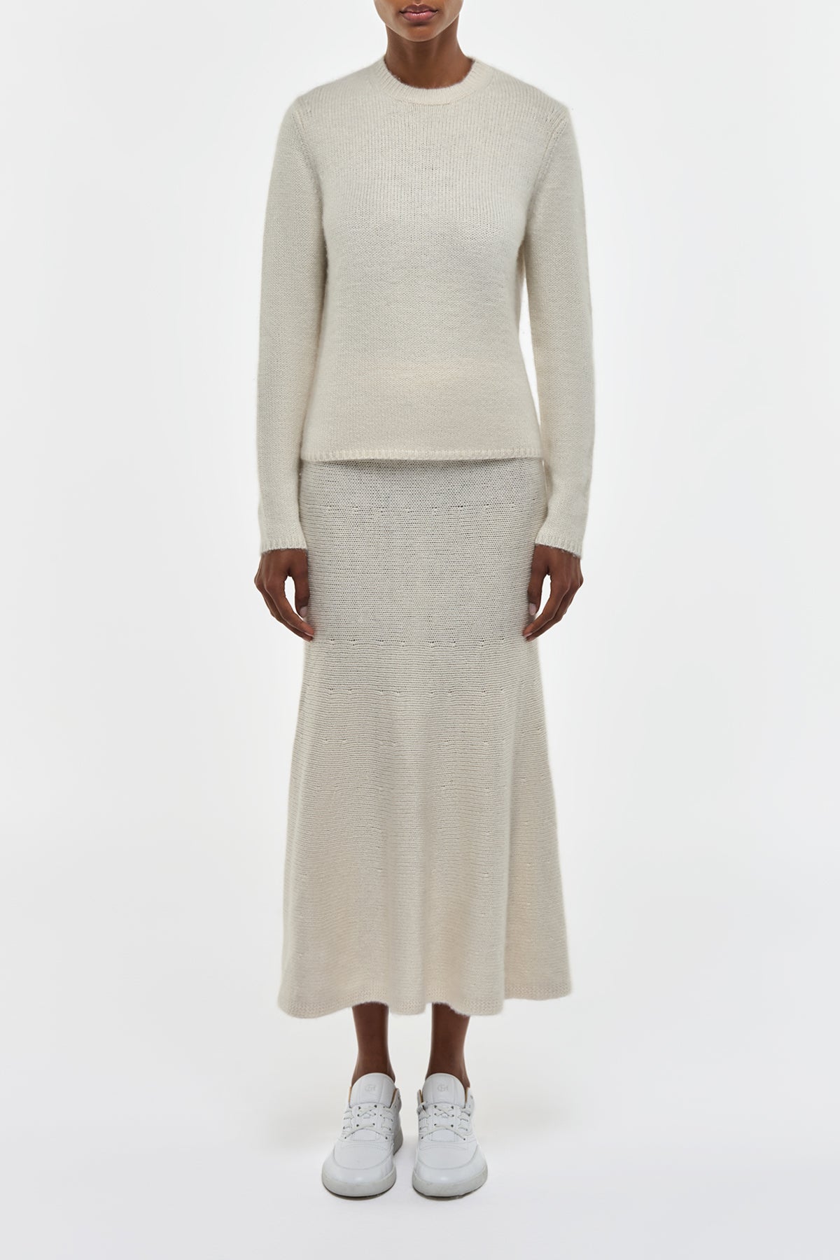 Manni Knit Maxi Skirt in Ivory Cashmere