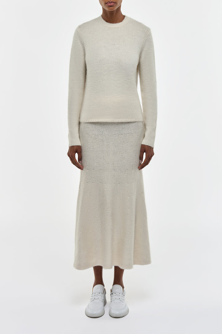 Manni Knit Maxi Skirt in Ivory Cashmere
