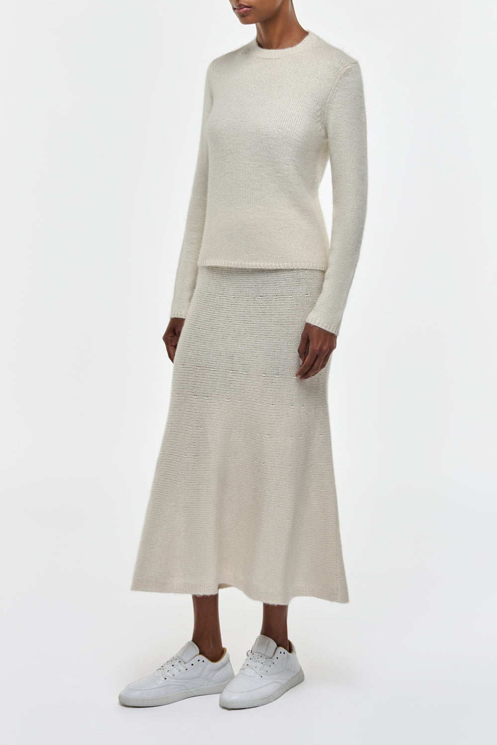 Manni Knit Maxi Skirt in Ivory Cashmere