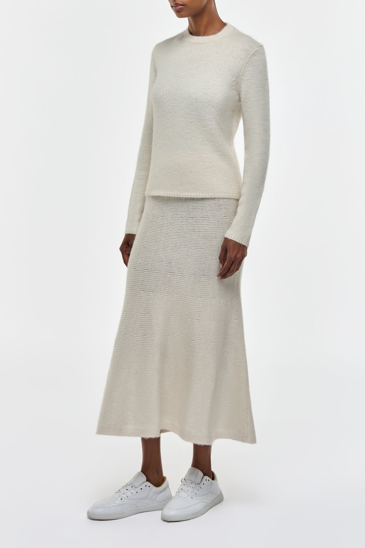 Manni Knit Maxi Skirt in Ivory Cashmere