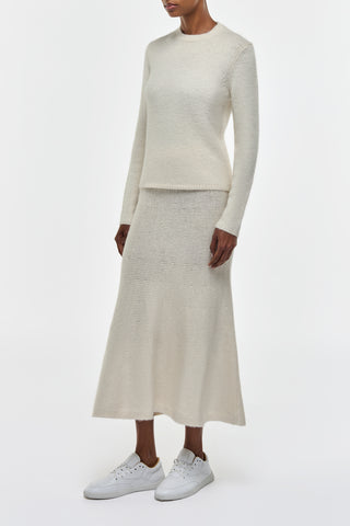 Ivory Cashmere Titus Sweater with Titan Skirt - On Model Side Profile | Gabriela Hearst