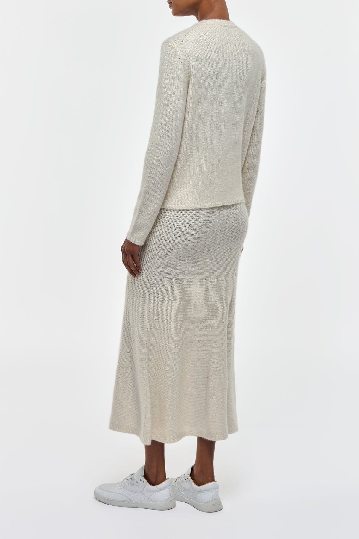 Manni Knit Maxi Skirt in Ivory Cashmere