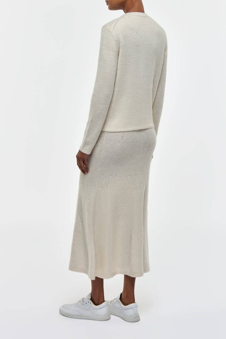 Manni Knit Maxi Skirt in Ivory Cashmere