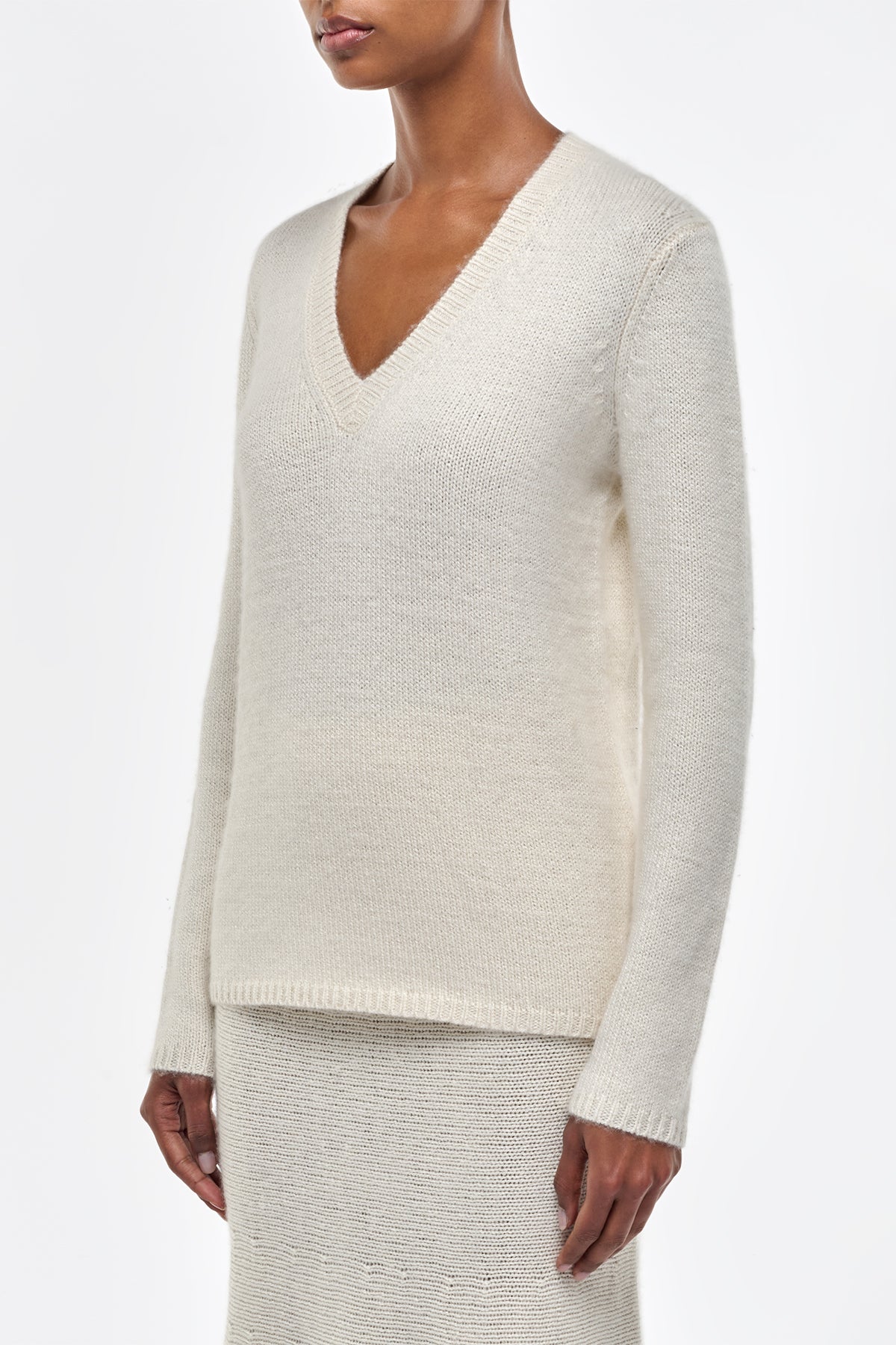 Isiah Knit Sweater in Ivory Cashmere
