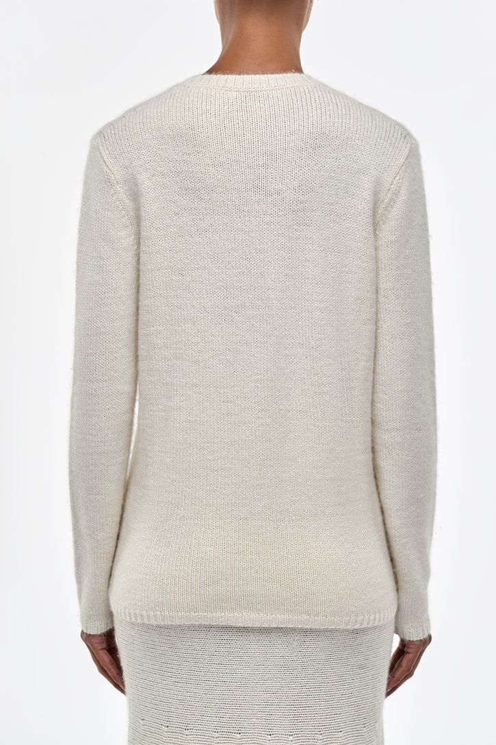 Isiah Knit Sweater in Ivory Cashmere