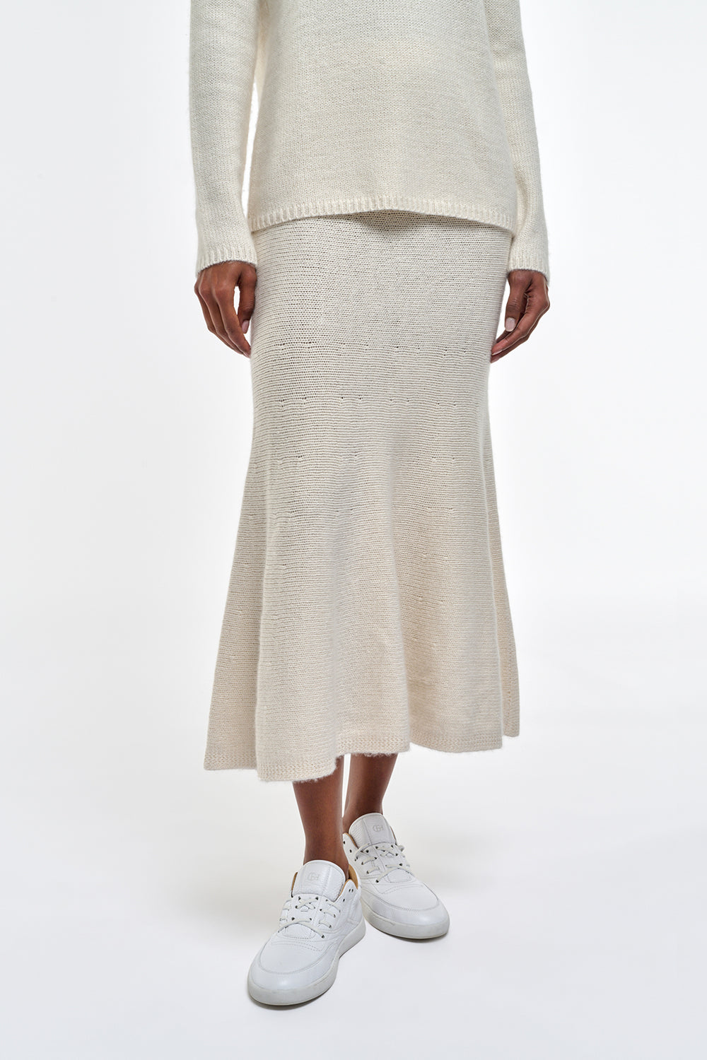 Manni Knit Maxi Skirt in Ivory Cashmere