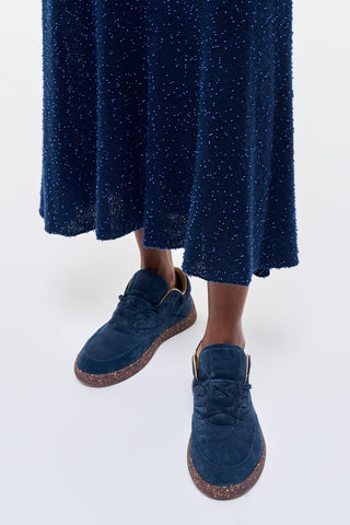 Navy Suede Ohio Sneakers - On Model Styled Look | Gabriela Hearst