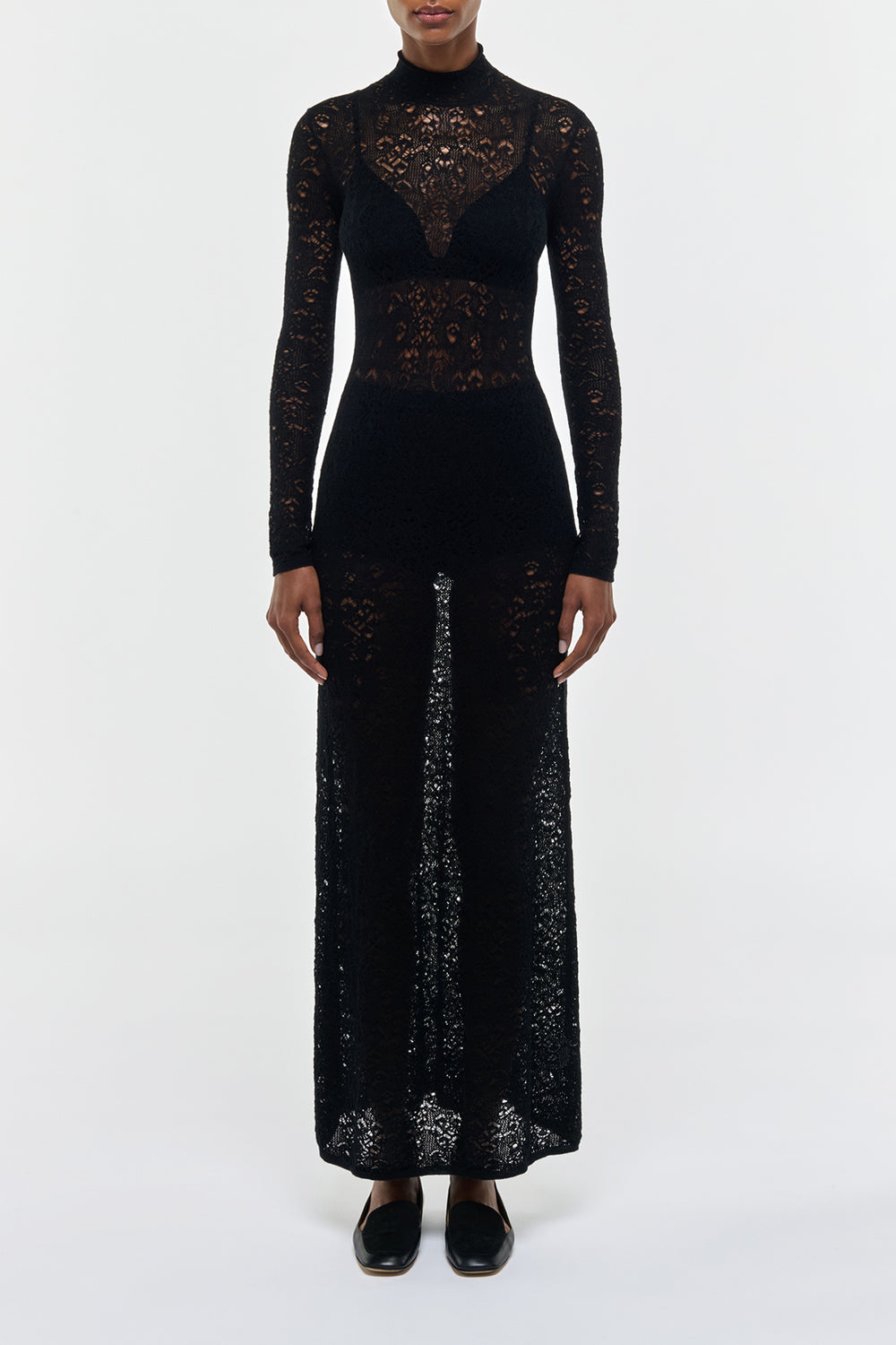 Anya Knit Maxi Dress in Black Merino Wool Cashmere