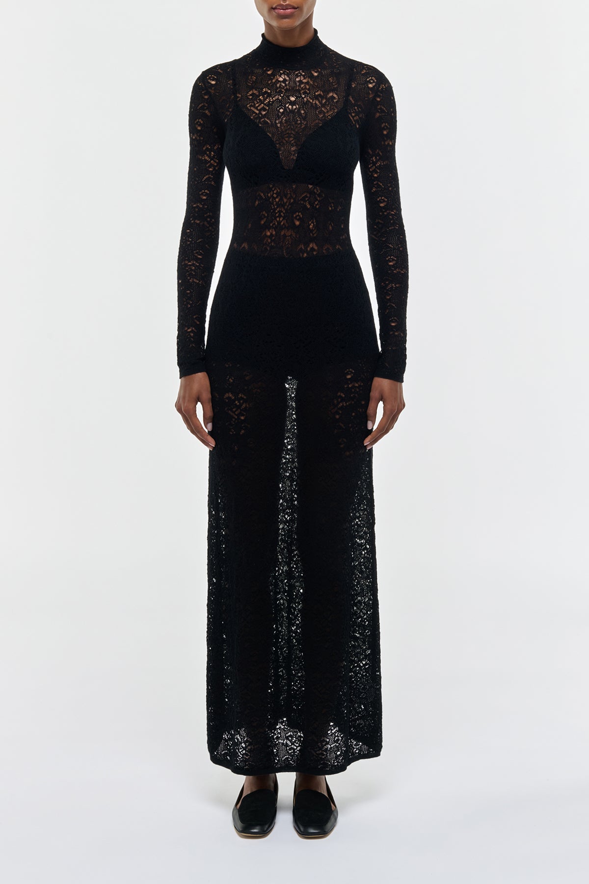 Anya Knit Maxi Dress in Black Merino Wool Cashmere