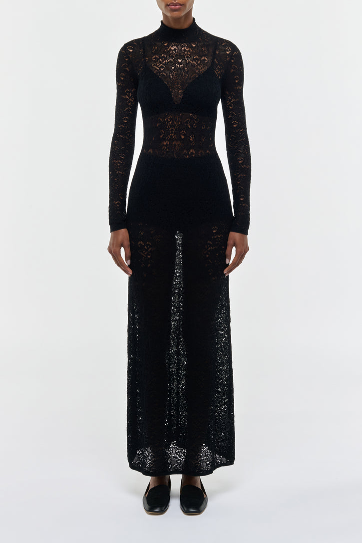 ブラックカシミアシルクのアーニャニットドレス