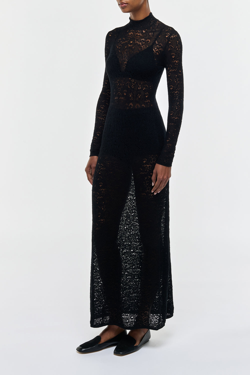 Anya Knit Maxi Dress in Black Merino Wool Cashmere