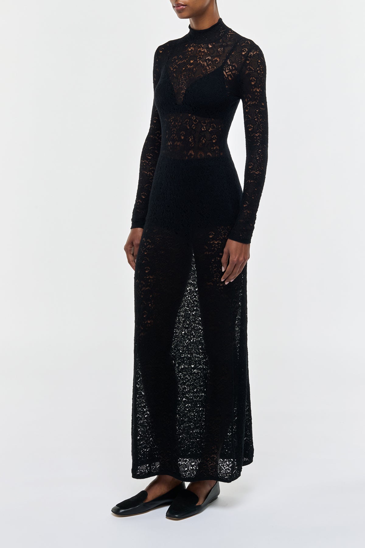 Anya Knit Maxi Dress in Black Merino Wool Cashmere