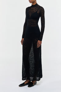 Anya Knit Maxi Dress in Black Merino Wool Cashmere