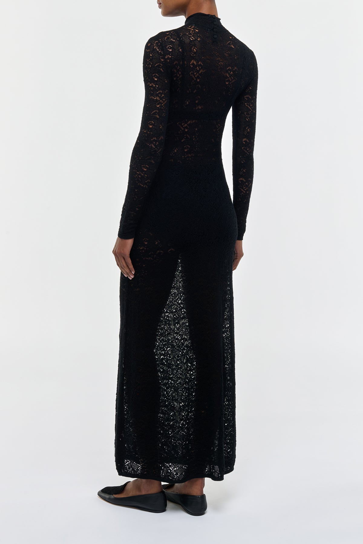 Anya Knit Maxi Dress in Black Merino Wool Cashmere