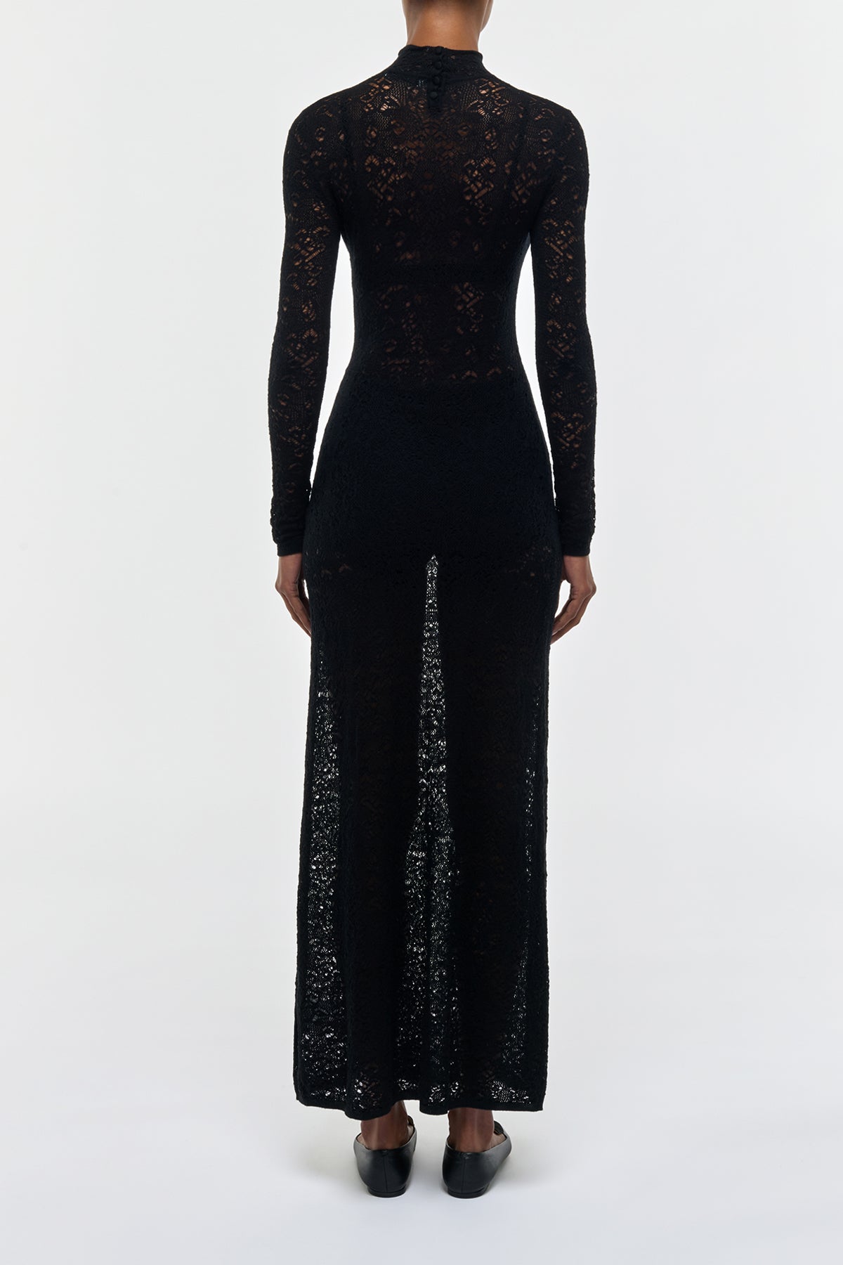 Anya Knit Maxi Dress in Black Merino Wool Cashmere