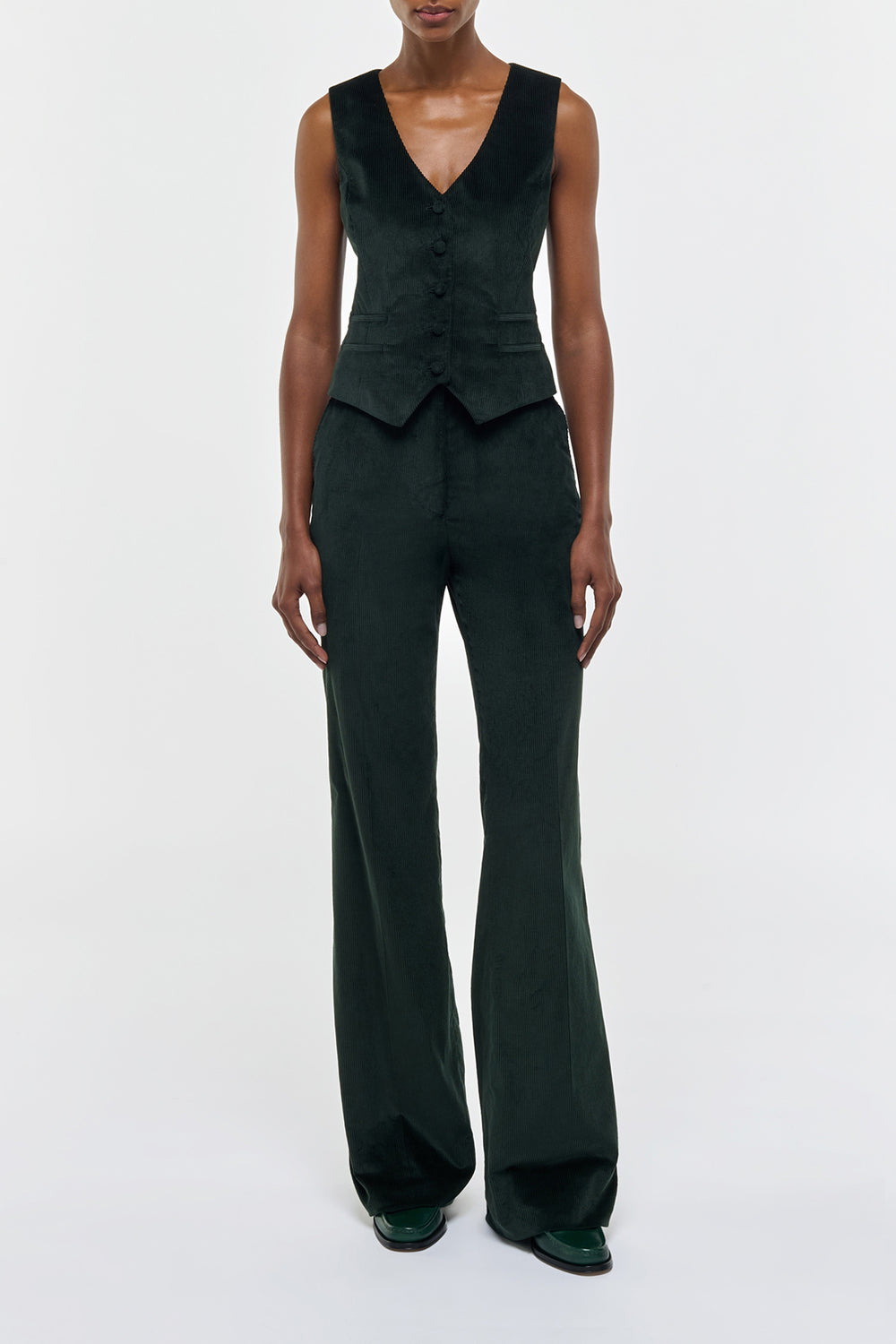 Coleridge Vest in English Green Sea Island Cotton Corduroy