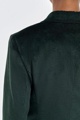 English Green Cotton Corduroy Blazer - Shoulder Detail | Gabriela Hearst