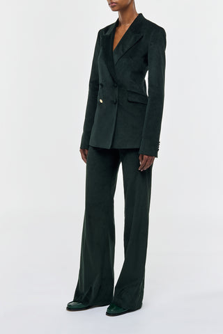 English Green Corduroy Angela Blazer Suit - Side Profile | Gabriela Hearst