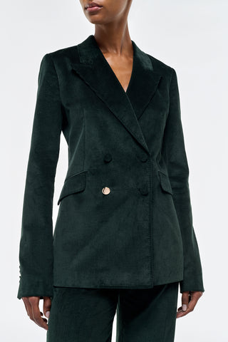 English Green Corduroy Angela Blazer - Front Close-Up Detail | Gabriela Hearst