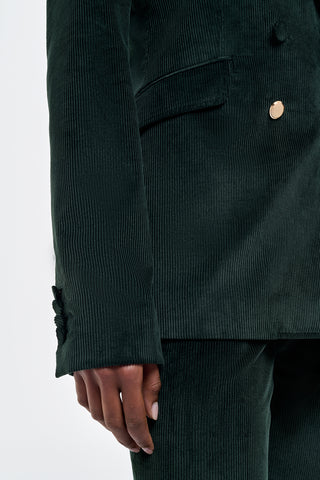 English Green Corduroy Blazer - Pocket Detail with Rose Gold Hardware | Gabriela Hearst