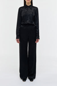 Cruz Shirt in Black Embroidered Silk