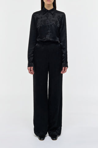 Cruz Shirt in Black Embroidered Silk
