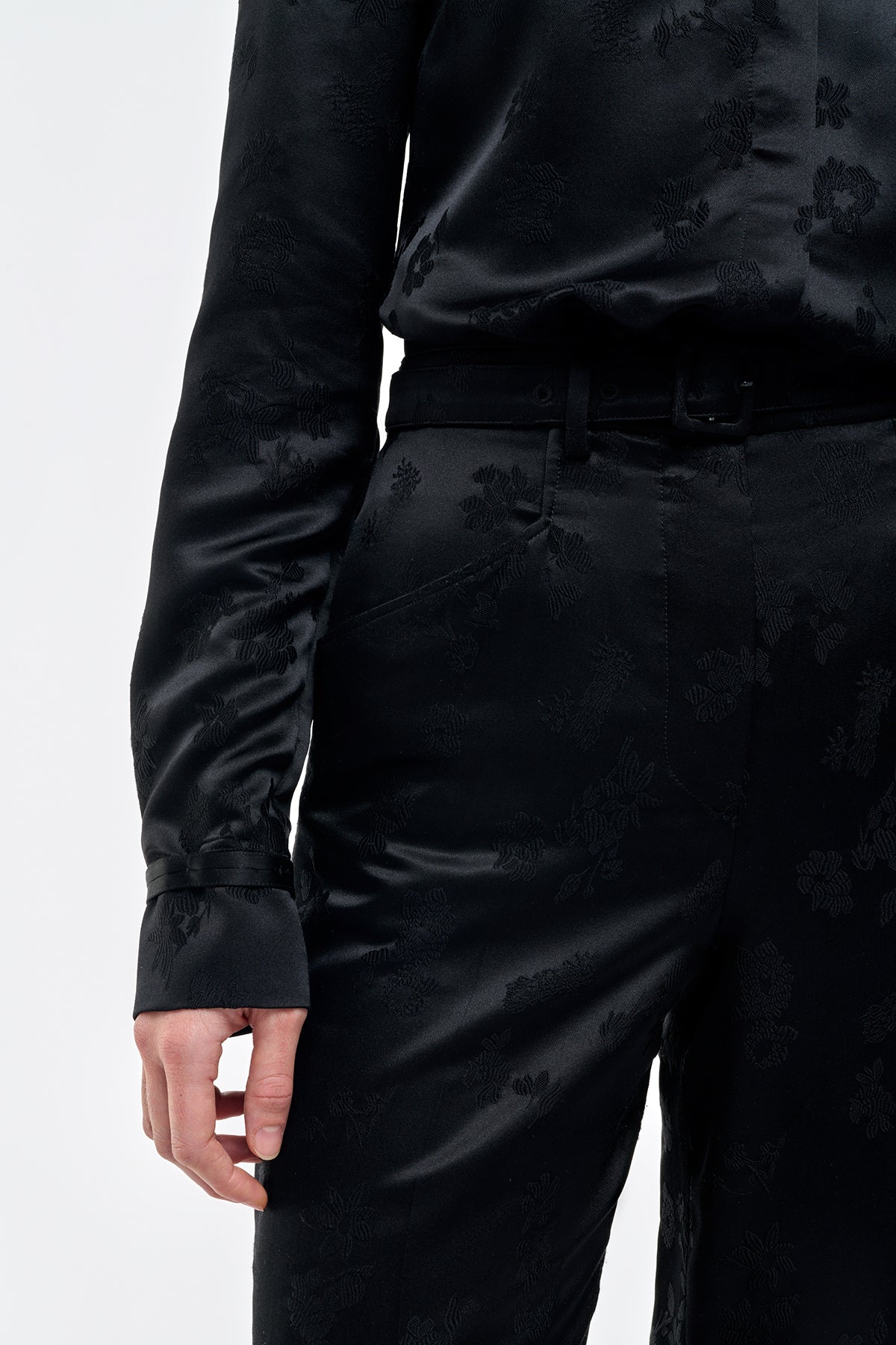 Norman Pant in Black Embroidered Silk