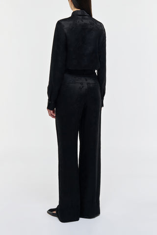 Black Embroidered Silk Norman Wide-Leg Pants - Back View | Gabriela Hearst