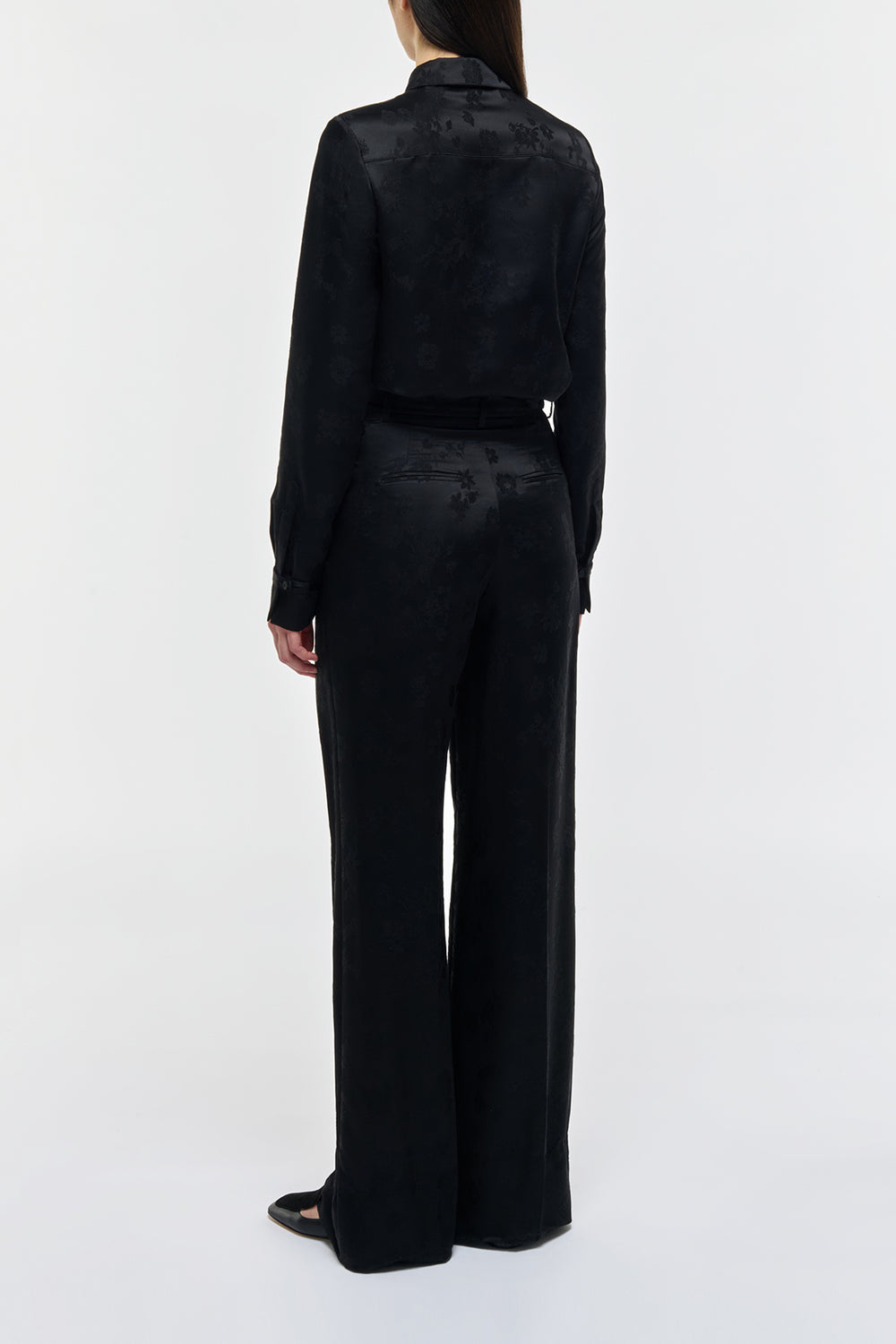 Norman Pant in Black Embroidered Silk