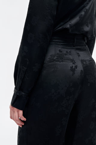 Black Embroidered Silk Norman Wide-Leg Pants - Rear Detail | Gabriela Hearst