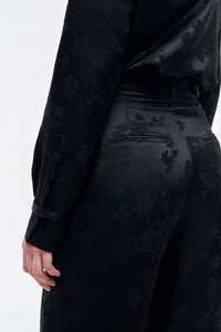Norman Pant in Black Embroidered Silk
