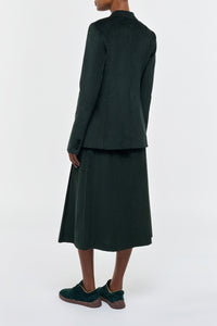 Wesley Pleated Midi Skirt in English Green Sea Island Cotton Corduroy