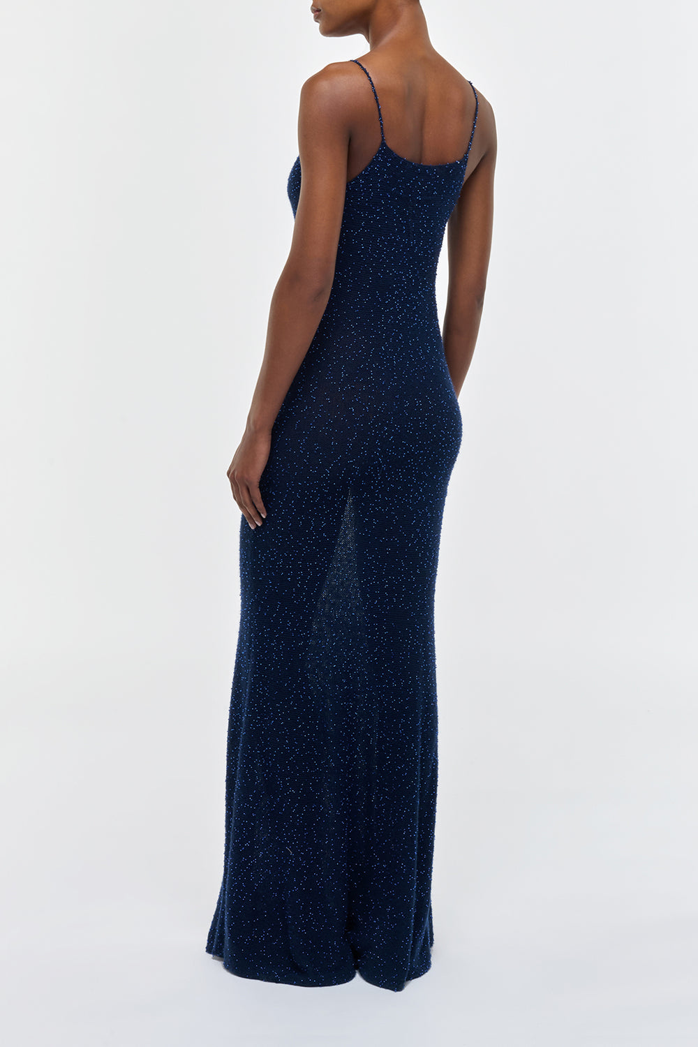 Florian Knit Dress in Electric Navy Beaded Cashmere Silk