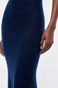 Florian Knit Dress in Electric Navy Beaded Cashmere Silk