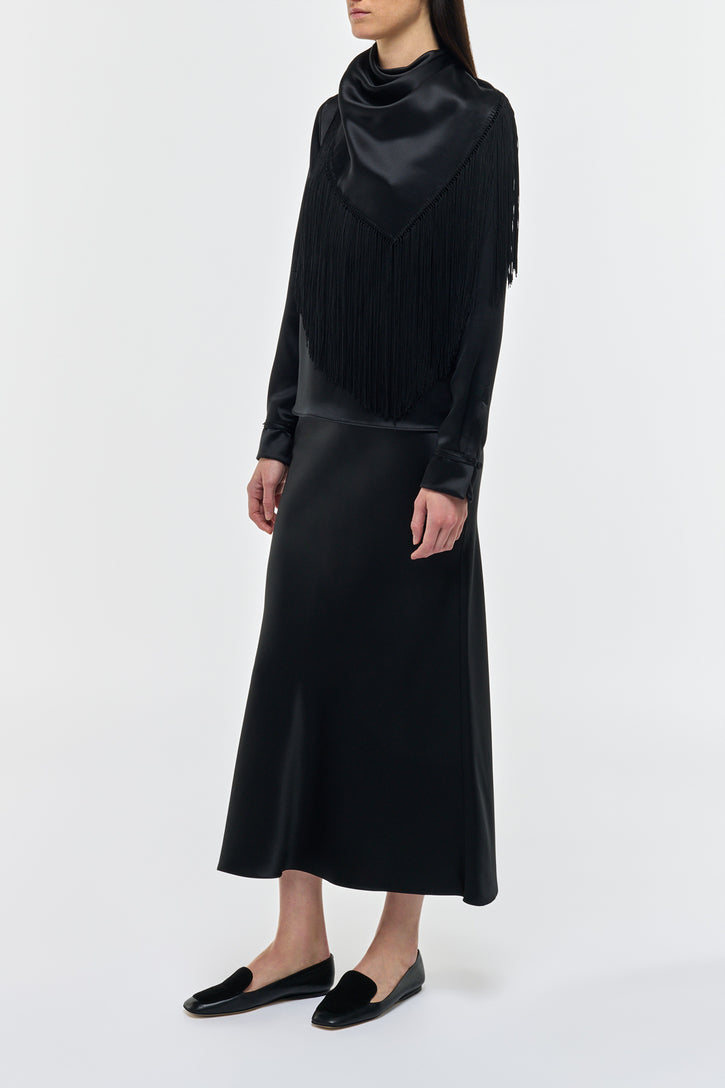 Frei Maxi Skirt in Black Silk