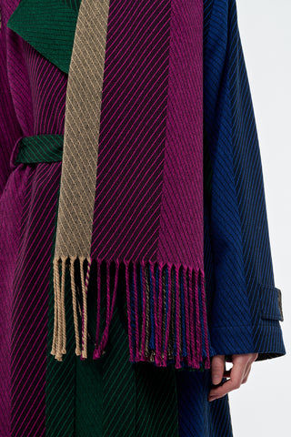 Multi Cashmere Halo Plaid Blanket - Fringe Detail Close-Up | Gabriela Hearst