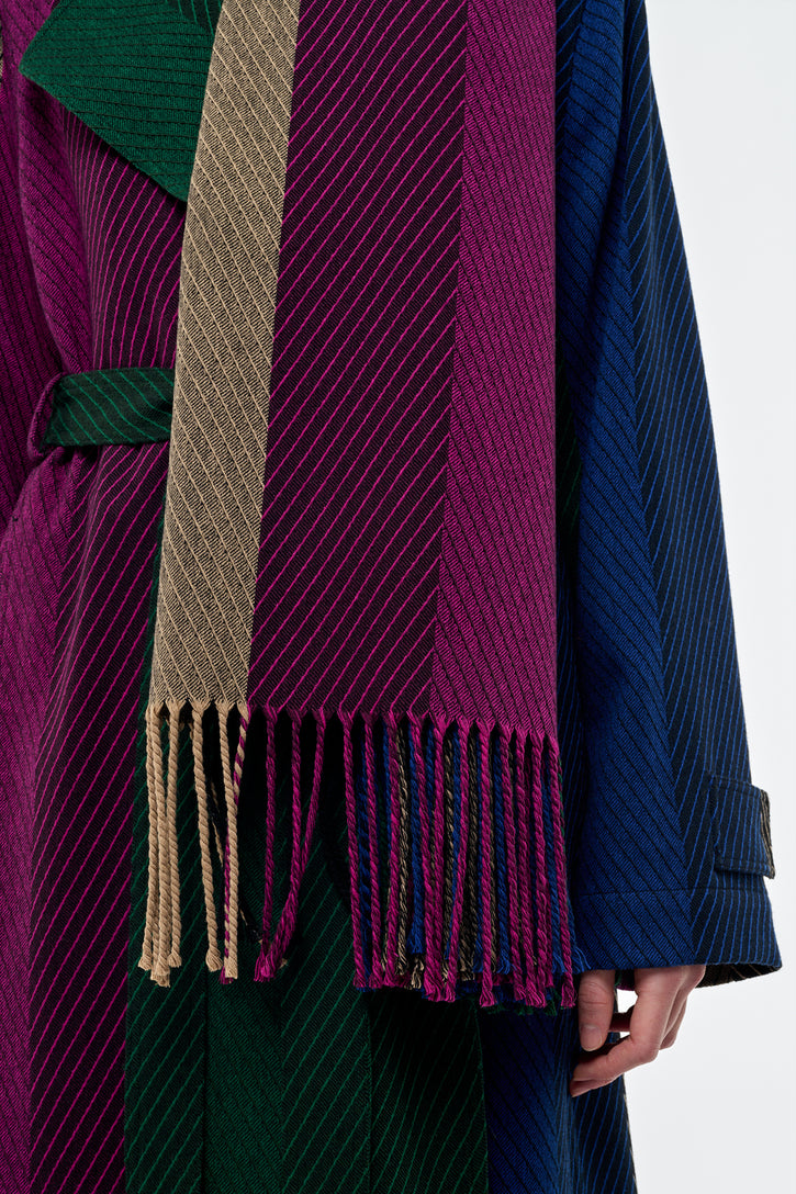 マルチバージンウールカシミアのハローチェック柄スカーフ