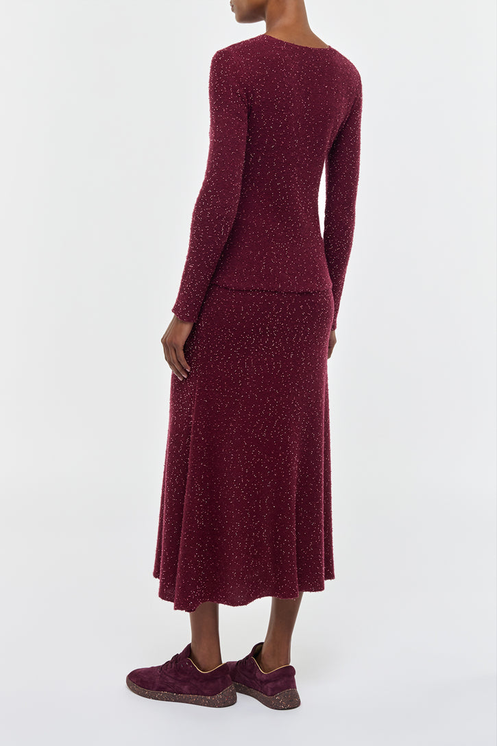 Nello Knit Sweater in Bordeaux & Fuchsia Beaded Cashmere
