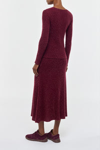Sabine Knit Skirt in Bordeaux & Fuchsia Beaded Cashmere & Silk