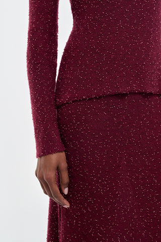 Bordeaux Beaded Knit Fabric - Glass Bead Detail Close-Up | Gabriela Hearst
