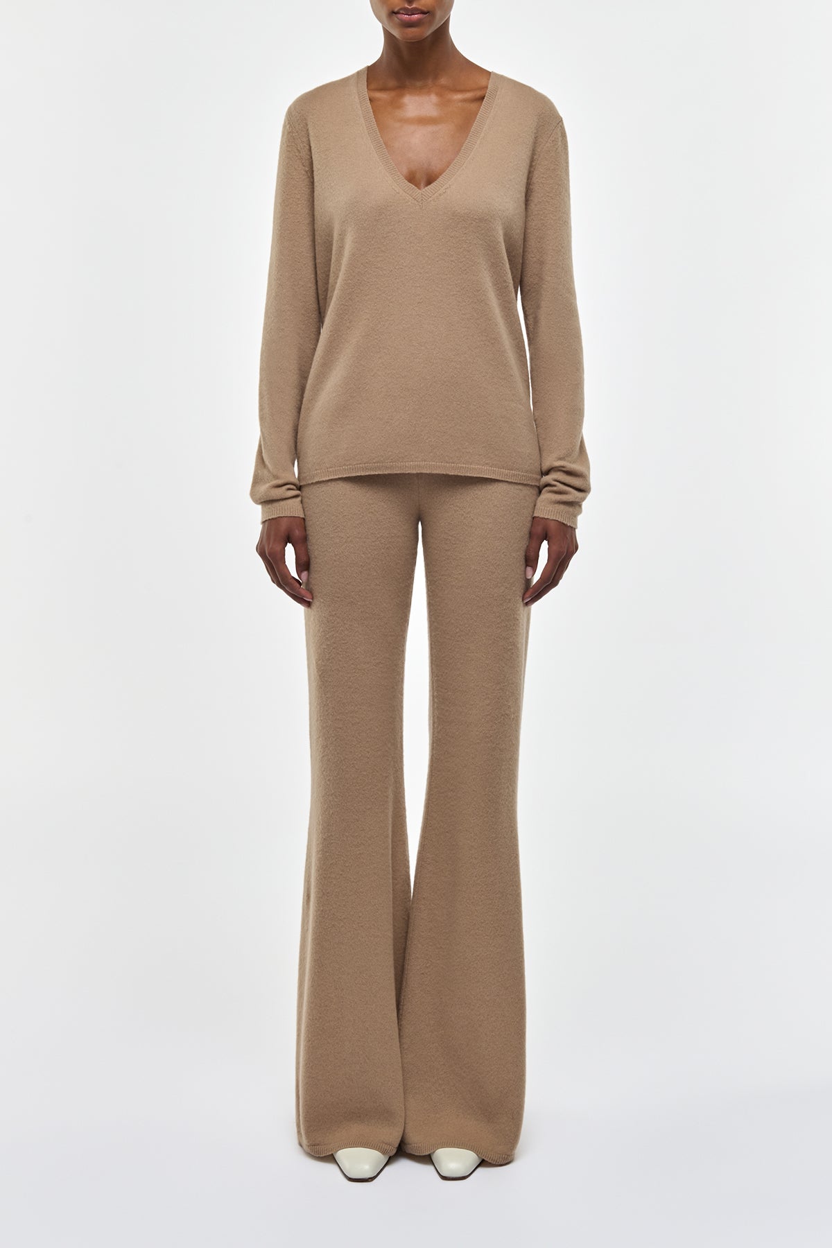 Kaulike Knit Pants in Camel Brushed Cashmere