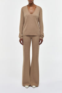 Kaulike Knit Pants in Camel Brushed Cashmere