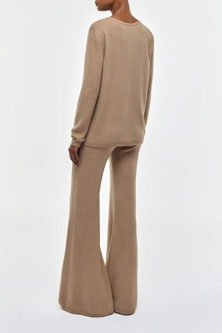 Camel Cashmere Vesper V-Neck Sweater Set - Back View on Model | Gabriela Hearst