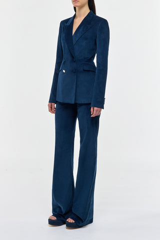 Electric Navy Corduroy Angela Blazer Suit - Side Profile Look | Gabriela Hearst