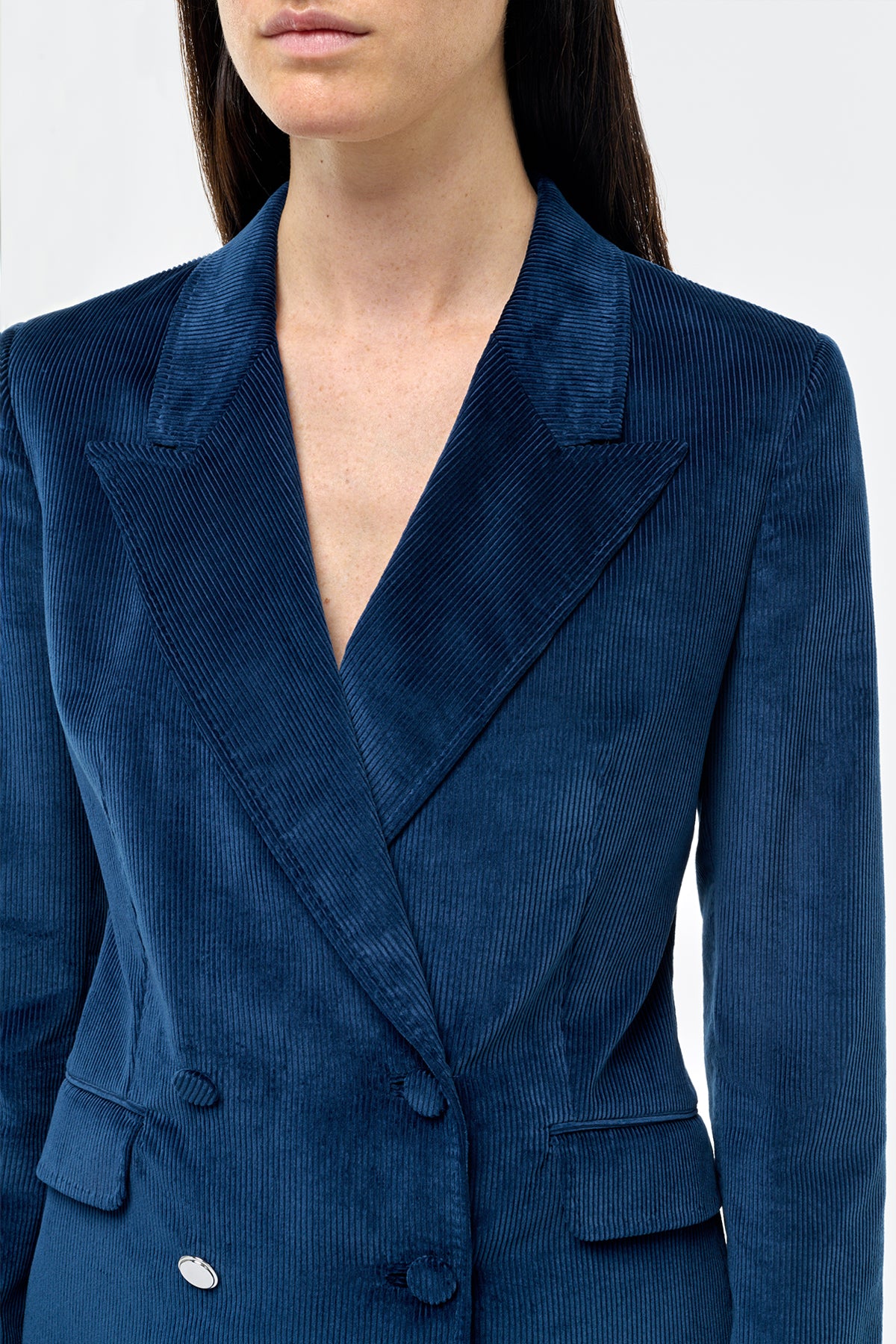 Angela Blazer in Electric Navy Sea Island Cotton Corduroy