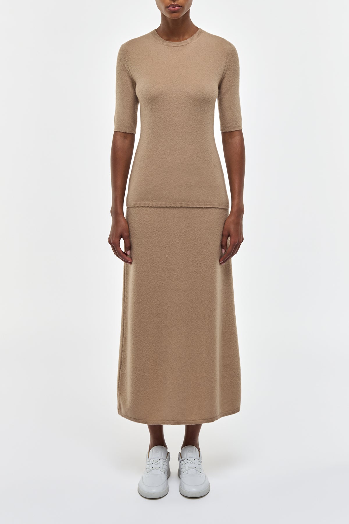 Xanthe Knit Top in Camel Brushed Cashmere