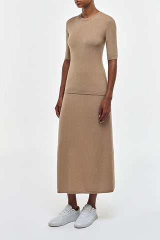 Camel Cashmere Knit Top - On Model Side Angle | Gabriela Hearst