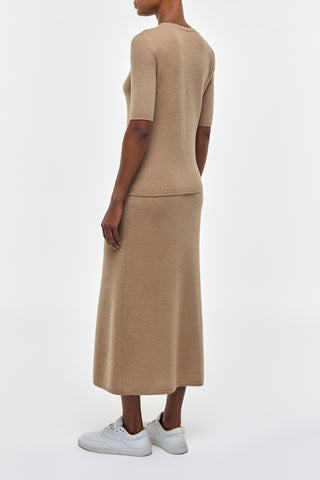 Camel Cashmere Knit Top - On Model Back View | Gabriela Hearst