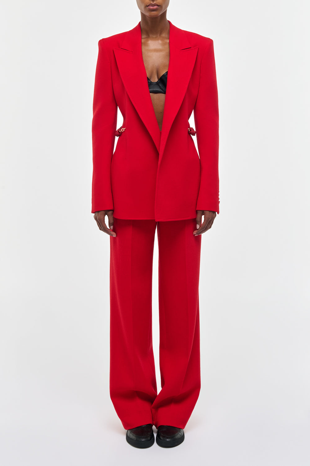 red dress pants for ladies Norman Wide-leg Pant in Scarlet Red Virgin Wool Crepe – Gabriela Hearst
